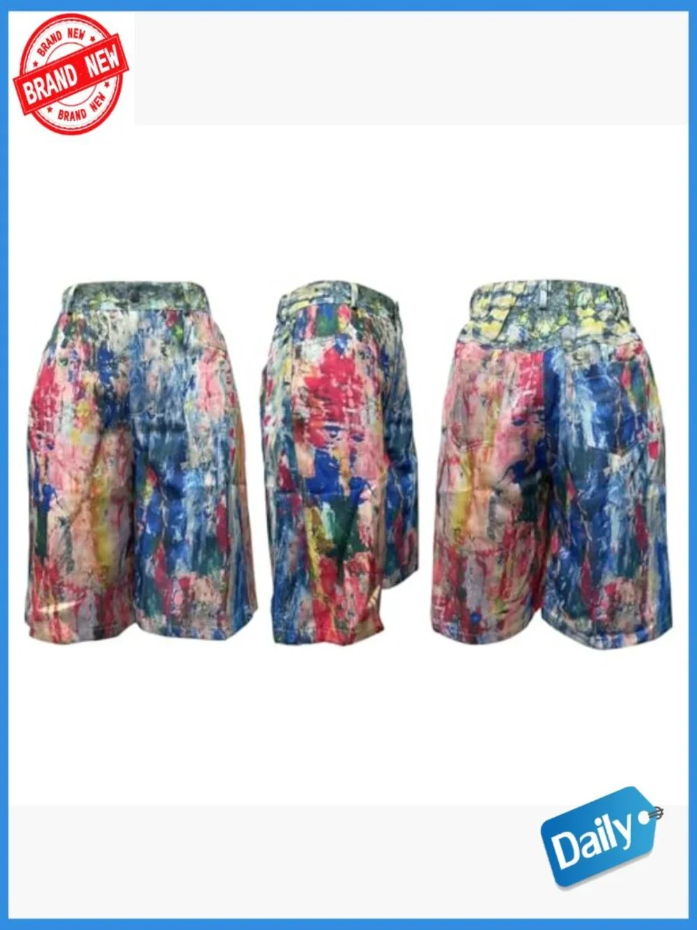 High Waist Bermuda Denim Shorts Baggy Straight Leg Graffiti Jean Shorts